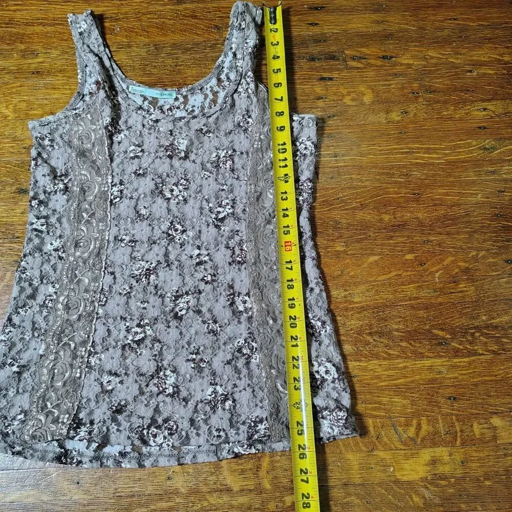 Y2k Indie Sleaze Brown Floral Lace Cottagecore Scoop Neck Tank Top/T732
